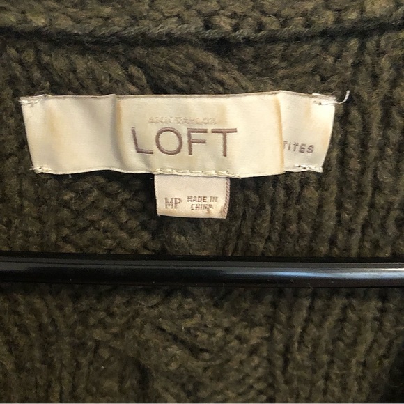 The Loft Olive Green or Army Green Cardigan Sweater- Petite Size M- Like New! - Picture 6 of 6
